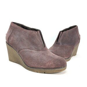 Sperry Boots Womens 12M Harlow Brook Brown Leather Top Sider Wedge Heel Suede